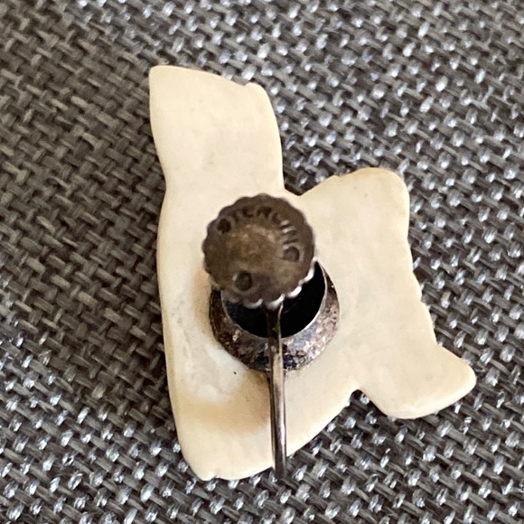 Hand Carved Bone/Tusk Antique Earrings with Sterling Settings (FINAL PRICE) - Picture 6 of 6